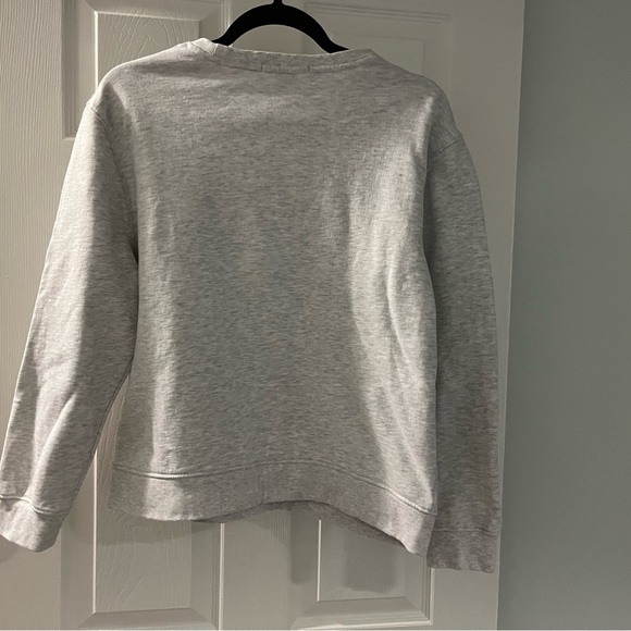 ***π3 for $35./NWOT French Connection light heather grey sweat shirt, red Love. - Picture 2 of 11
